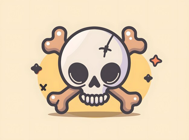 Photo cartoon skull and crossbones illustration pirate symbol