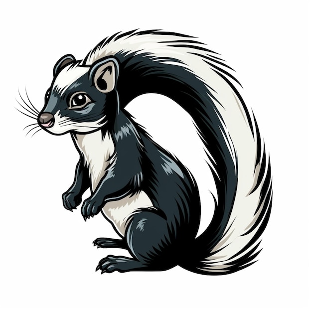 cartoon skunk with a white and black stripe on its tail generative ai