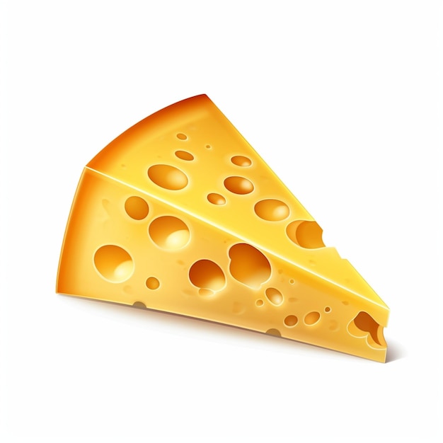 Cartoon slice of tasty cheese on white background