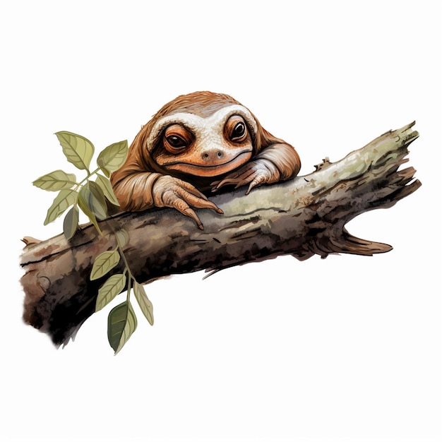 Photo cartoon sloth isolation on white background