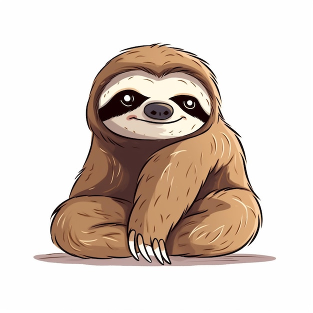 a cartoon sloth sitting on the ground with its paws crossed generative ai
