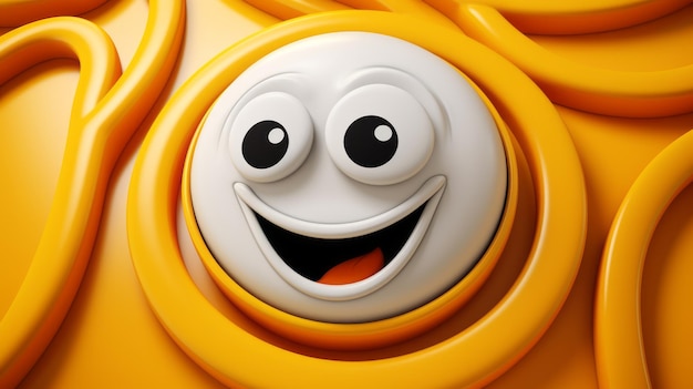 a cartoon smiley face on an orange background