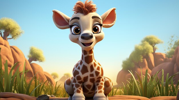 Foto giraffa sorridente dei cartoni animati