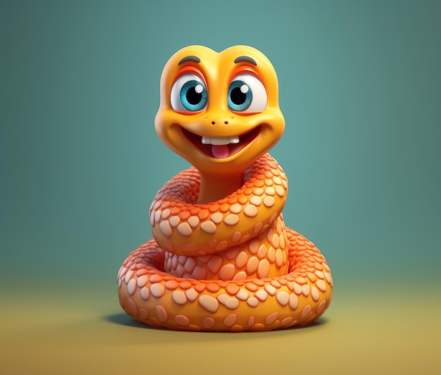 Foto un serpente cartone animato con un grande sorriso stampato in faccia