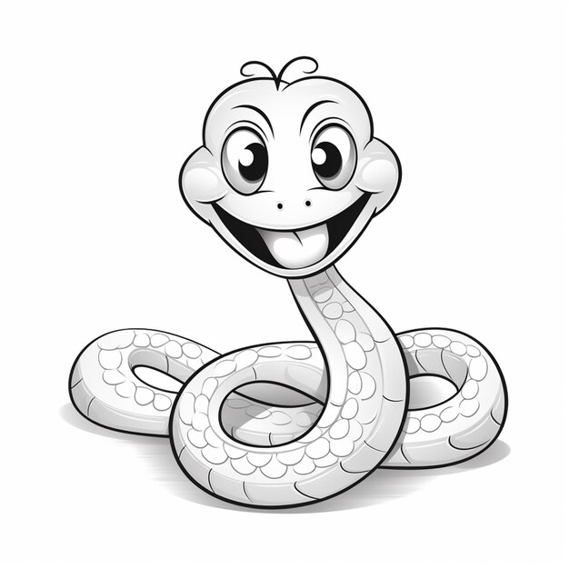 Photo cartoon snake with a smile on its face generative ai