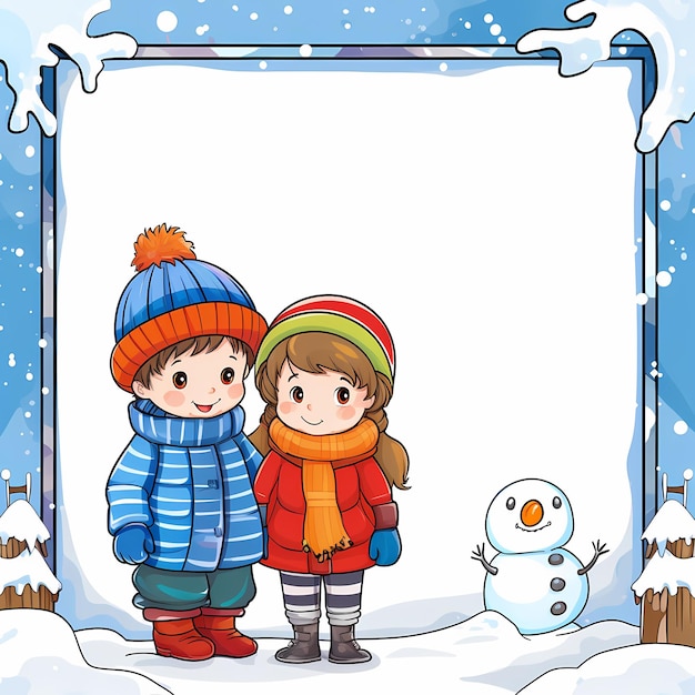 Foto cartoon sneeuw winter frame grens illustratie