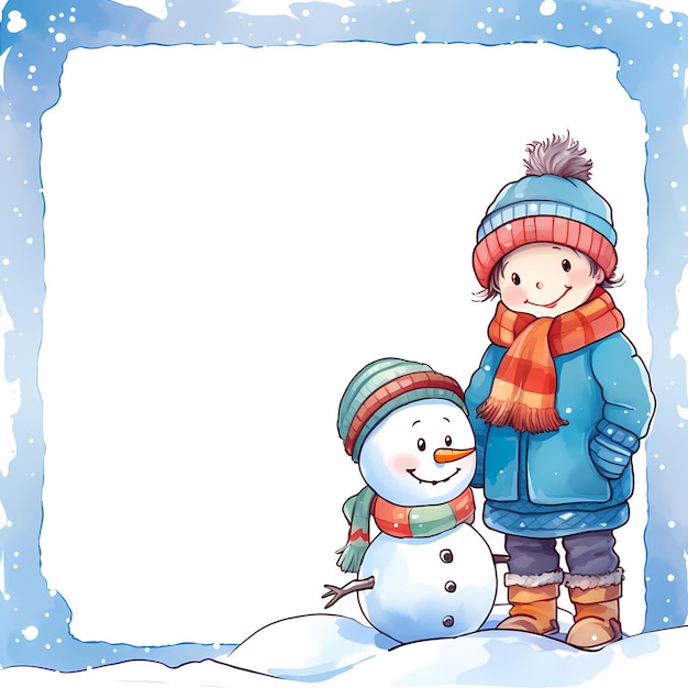 Cartoon sneeuw winter frame grens illustratie