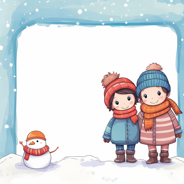 Photo cartoon snow winter frame border illustration