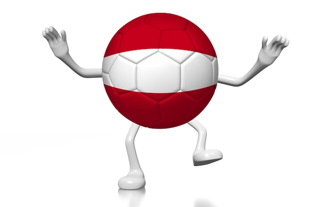 Cartoon soccer ball with national flag of Austria 3D illustration