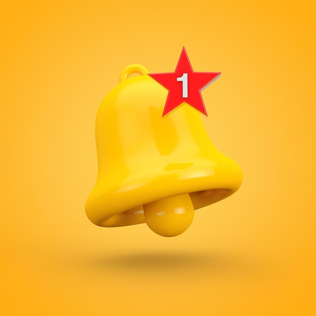 Cartoon Social Media Notification Bell with New Message Icon 3d Rendering