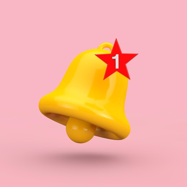 Cartoon Social Media Notification Bell with New Message Icon 3d Rendering