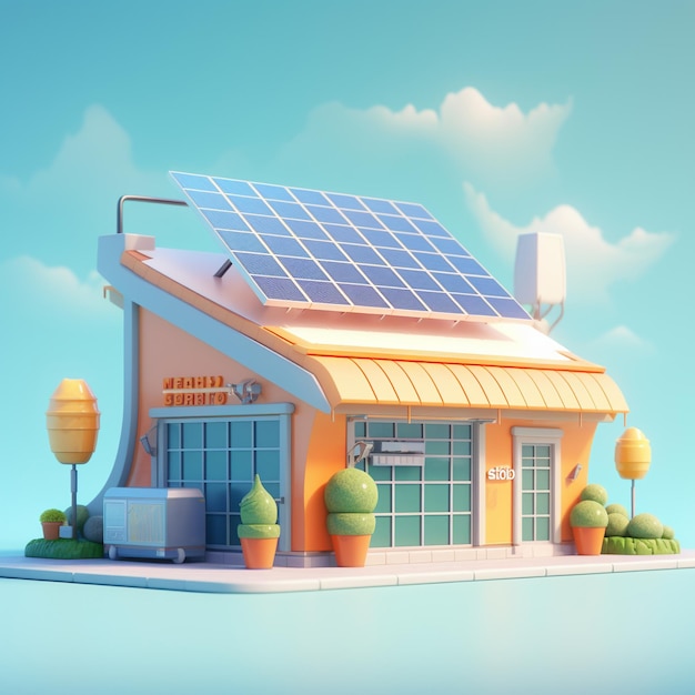 Cartoon solar panels 3D