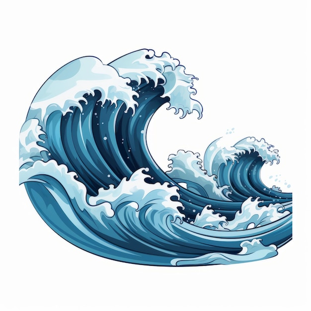 Cartoon Southern Ocean Wave Vector Art On White Background