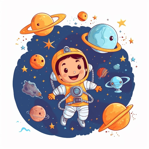a cartoon of a space suit with a space suit on it