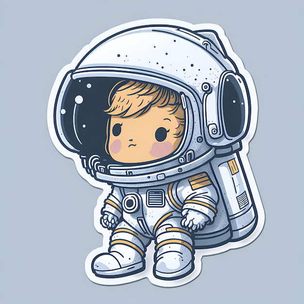 A cartoon of a spaceman in a space suit.