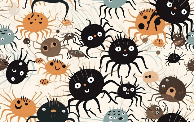 Photo a cartoon of spiders with a funny face