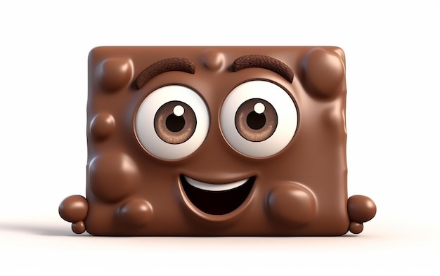 A cartoon of a square of chocolate bars with a happy face.