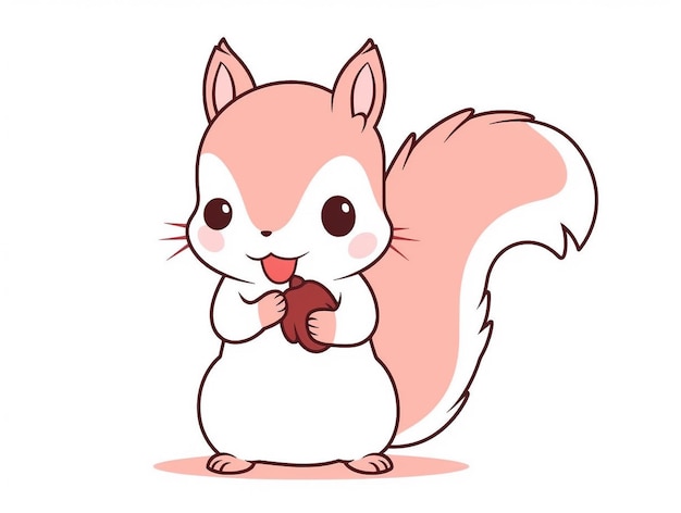 cartoon squirrel eating a nut with its paws on it generative ai