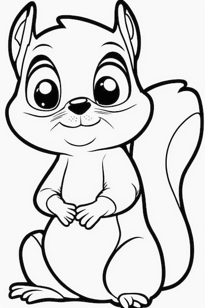 a cartoon squirrel sitting on the ground with its paws crossed generative ai