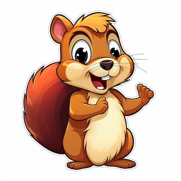 Photo cartoon squirrel with a big smile and a big tail generative ai