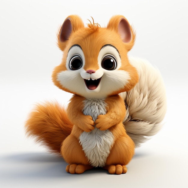 Photo cartoon squirrel with a big smile on his face generative ai