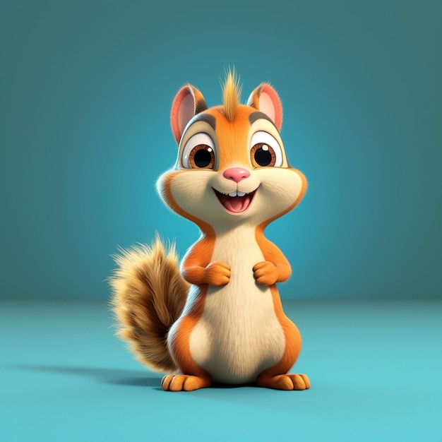 A cartoon squirrel with a blue background