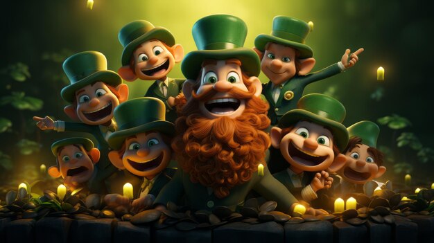 Photo cartoon st patricks day a day of pride for ireland 17th march 3d style generative ai