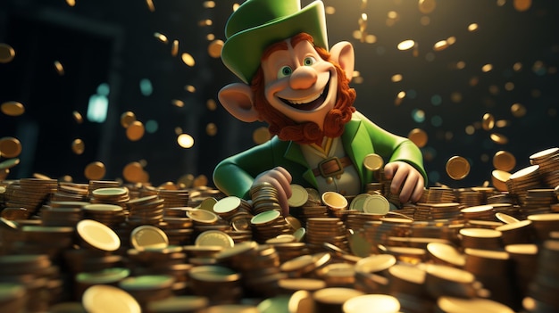 Foto cartoon st patrick's day un giorno di orgoglio per l'irlanda 17 marzo in stile 3d generative ai