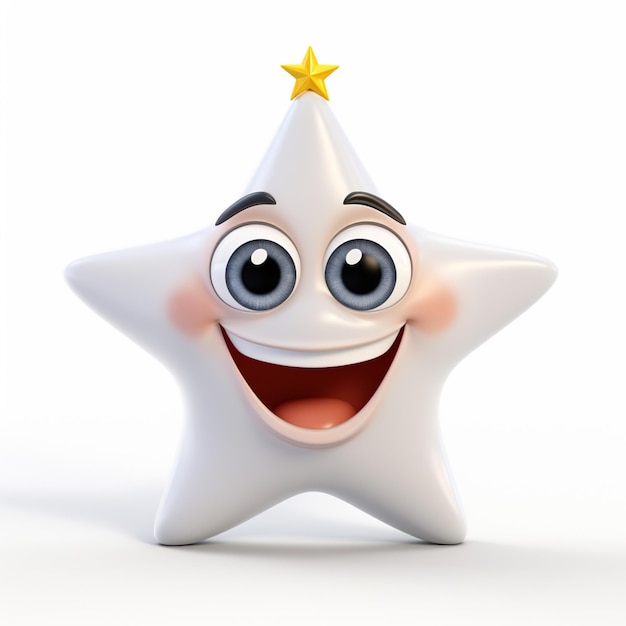 Photo cartoon star with a happy face and a star on top generative ai