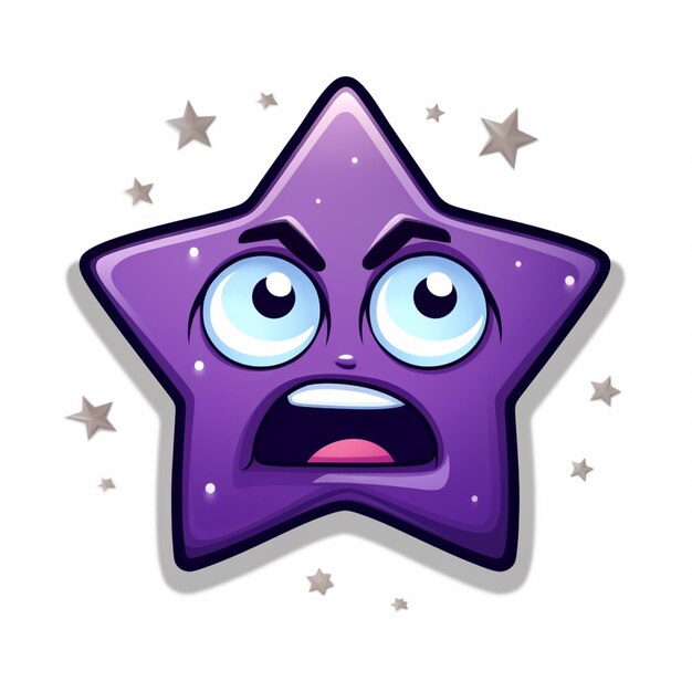 Photo cartoon star with a surprised face and stars around it generative ai