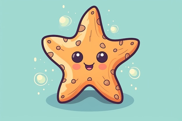 Photo a cartoon starfish with a cute face.