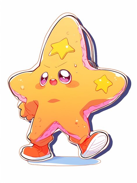 cartoon starfish with a pink and yellow star on its head generative ai