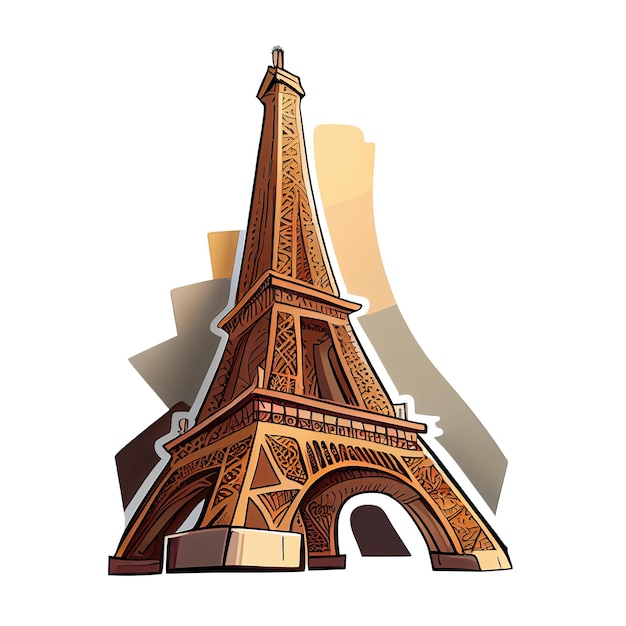 Cartoon sticker of The Eiffel Tower in Paris France