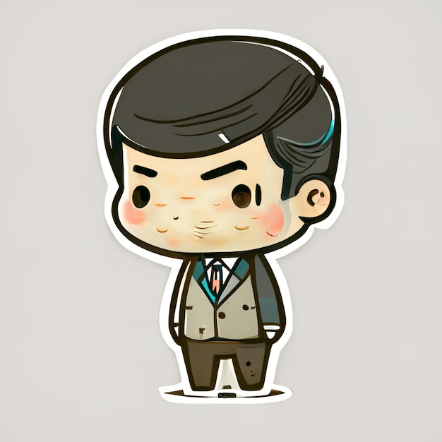 A cartoon sticker of a man with a suit and tie.