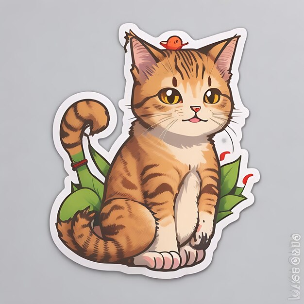 Cartoon Sticker Sheet Art with Fermented Cat