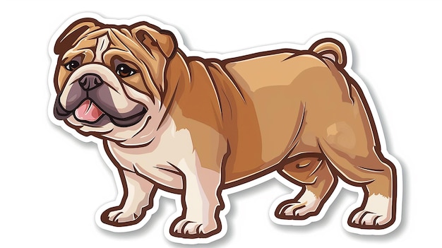 Cartoon stijl Bulldog sticker Witte achtergrond
