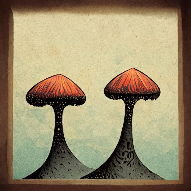 Cartoon stijl gekleurde paddenstoelen vergiftigd en gezond vegetarisch eten in een platte stijl