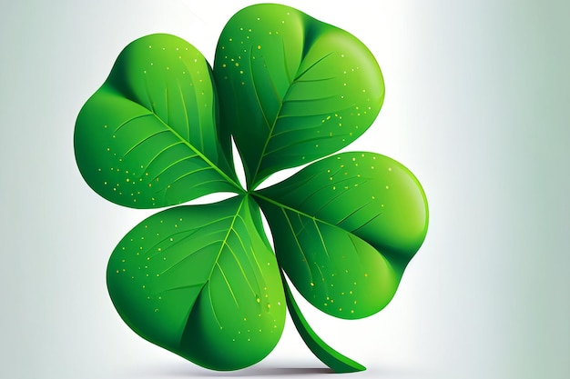 Cartoon stijl illustratie van Saint Patrick's Day groene smaragdgroene klaver achtergrond wit