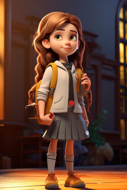 3D персонаж мультфильма "Студентка"