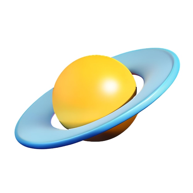 Cartoon style abstract planet with rings isolated on pastel background Minimal concept 3d rendering