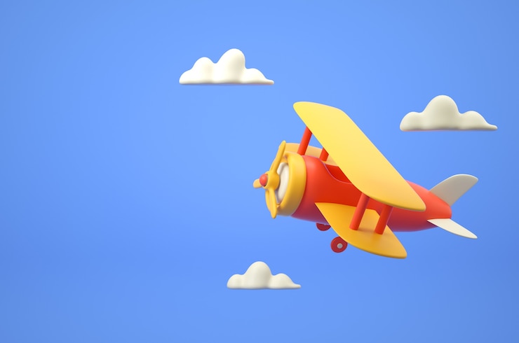 Photo cartoon style airplane digital illustration