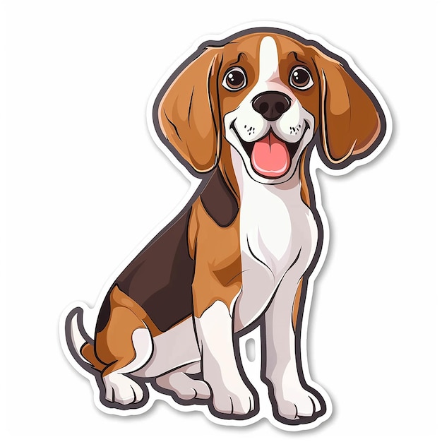 Photo cartoon style beagle sticker white background
