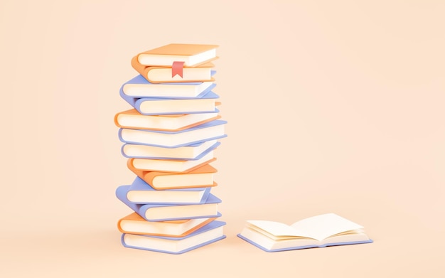 Книга в мультяшном стиле 3d рендеринг