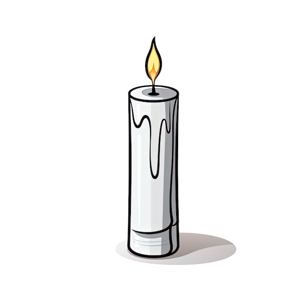 a cartoon style candle in the of minimalist black and white drawings