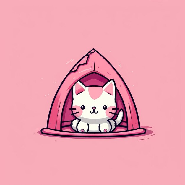 Photo cartoon_style_catshaped_pink_tent