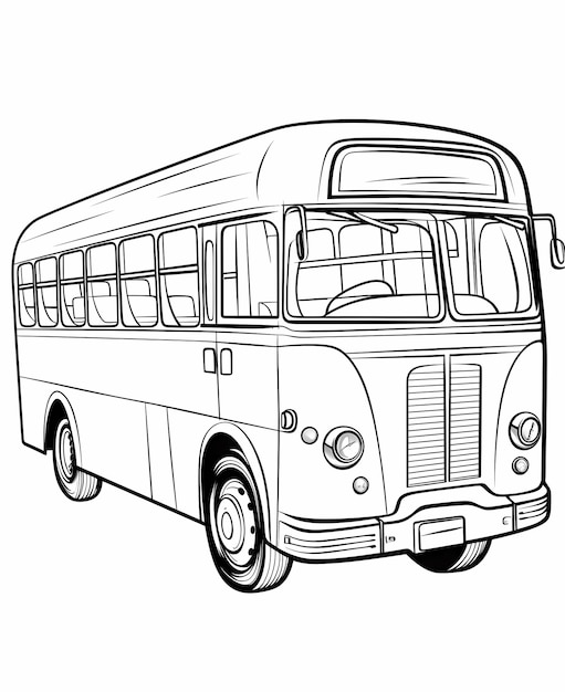 Photo cartoon style doubledecker bus thick lines coloring book style for children