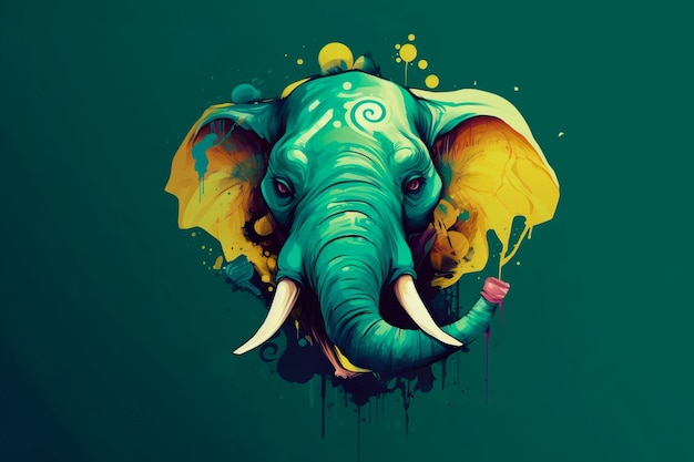 Cartoon style of elephant for printing card featuring Generative AI