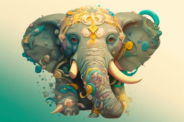 Cartoon style of elephant for printing card featuring Generative AI