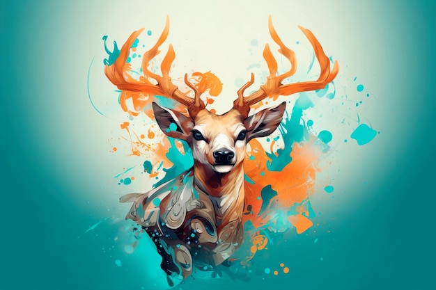 Cartoon style of elk for printing card featuring Generative AI