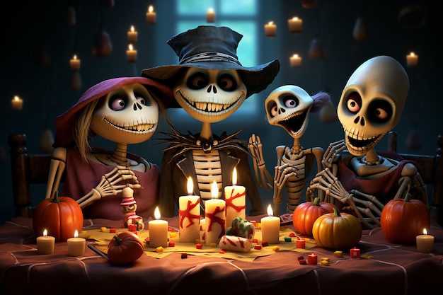 cartoon style halloween colorful and scary party